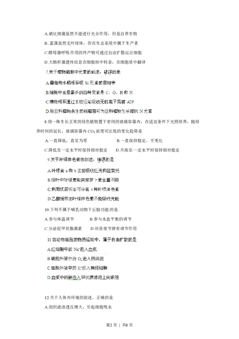 2012年高考生物试卷（海南）（空白卷）_生物历年高考真题_新&middot;PDF版2008-2025&middot;高考生物真题_生物（按省份分类）2008-2025_2008-2024&middot;（海南）生物高考真题