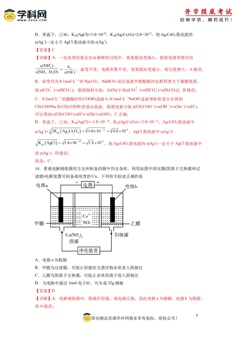 化学-2024届新高三开学摸底考试卷（全国通用，新教材）02（解析版）_2024届新高三开学摸底考试卷_化学-2024届新高三开学摸底考试卷