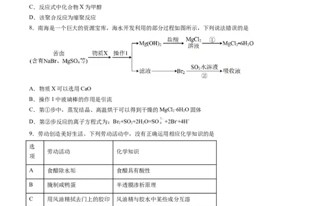 化学-2024届新高三开学摸底考试卷（广东专用）（原卷版）_2024届新高三开学摸底考试卷_化学-2024届新高三开学摸底考试卷_化学-2024届新高三开学摸底考试卷（广东专用）