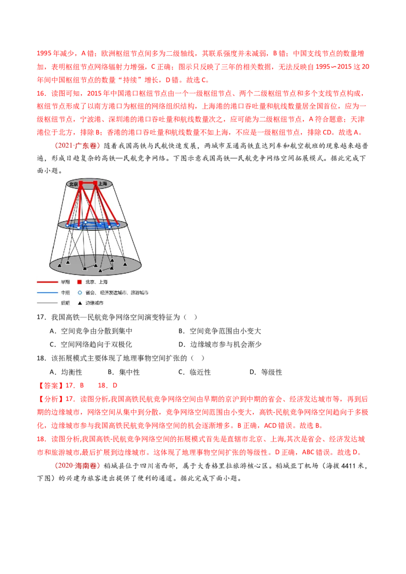 专题12交通运输布局与区域发展-十年（2014-2023）高考地理真题分项汇编（解析卷）_近10年高考真题汇编（必刷）_十年（2014-2024）高考地理真题分项汇编（全国通用）