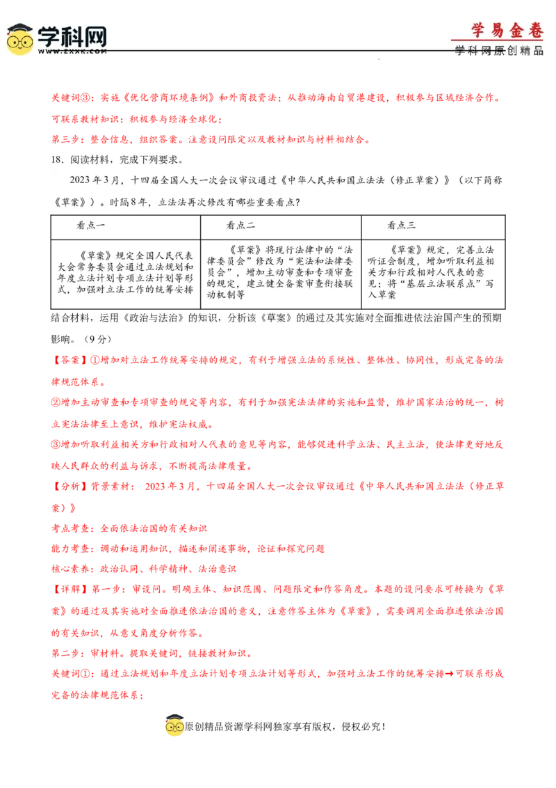 政治（重庆卷）（全解全析）_2023高考押题卷_学易金卷-2023学科网押题卷（各科各版本）_2023学科网押题卷-学易金卷-政治