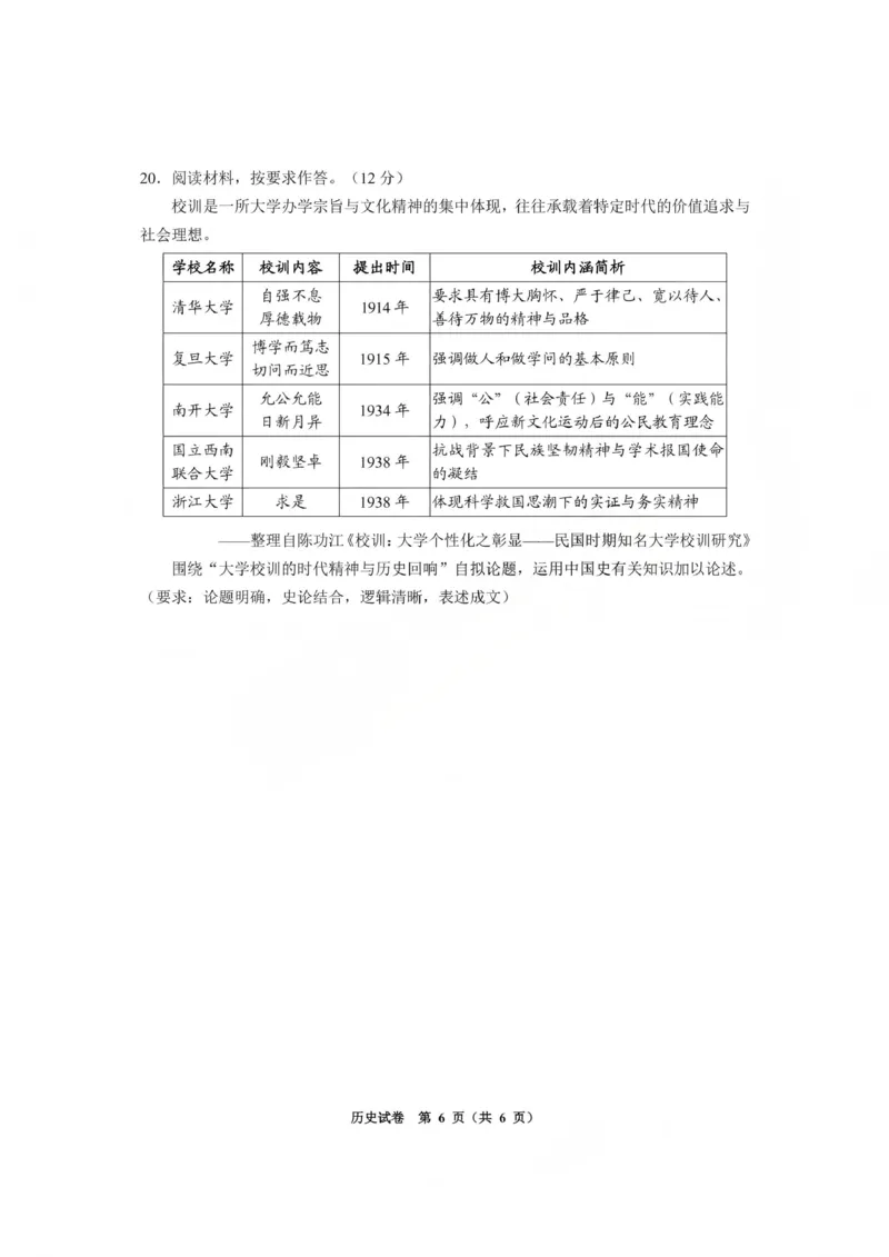 毕节市2026届高三年级高考第一次适应性考试历史(1)_2026年1月_260119贵州省毕节市2026届高三年级高考第一次适应性考试（毕节一诊）（全）