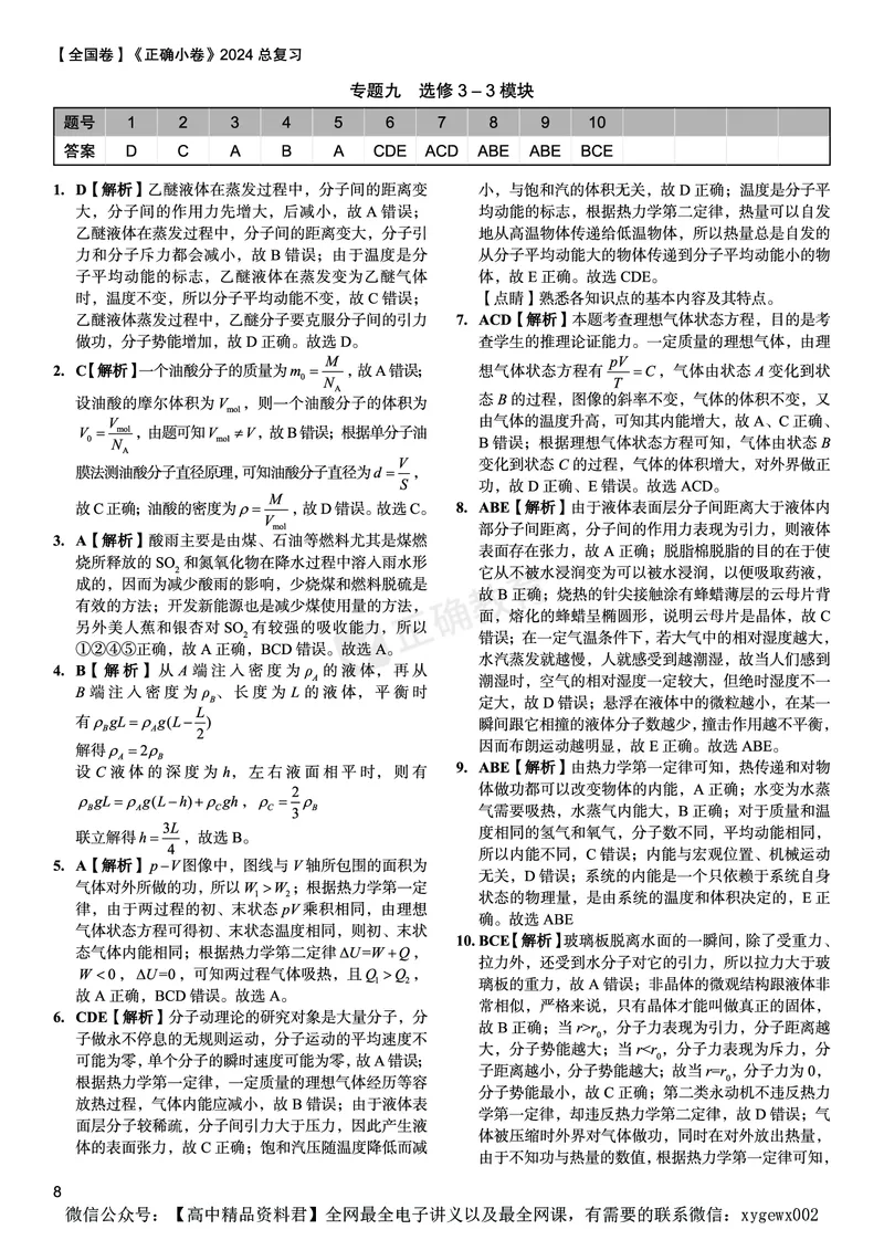 全国卷《正确小卷》2024总复习物理质检卷2答案_2024高考押题卷_72024正确教育全系列_2024年正确小卷全系列_（全国版）2024《正确小卷&middot;复习质检卷》（九科全）各两套