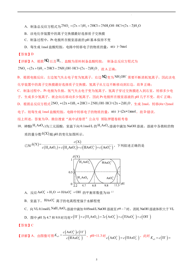 化学（福建卷）（全解全析）_2023高考押题卷_学易金卷-2023学科网押题卷（各科各版本）_2023学科网押题卷-学易金卷-化学_化学（福建卷）-学易金卷：2023年高考考前押题密卷