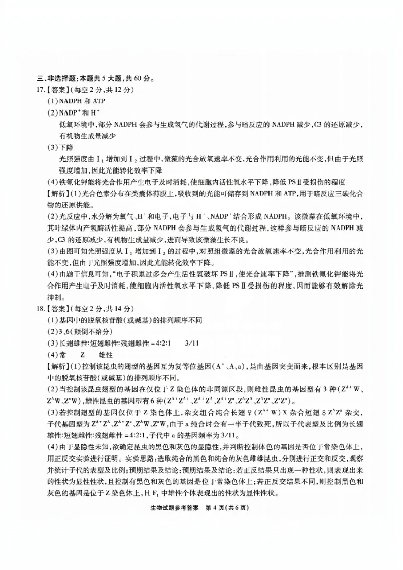 安徽六校教研高三上（开学考）-生物试题+答案(1)_2023年9月_029月合集_2024届安徽省六校教育研究会高三入学考试