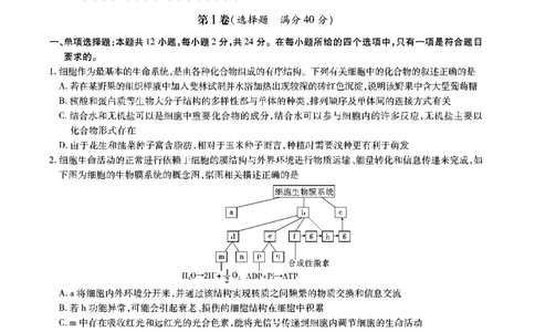 安徽六校教研高三上（开学考）-生物试题+答案(1)_2023年9月_029月合集_2024届安徽省六校教育研究会高三入学考试
