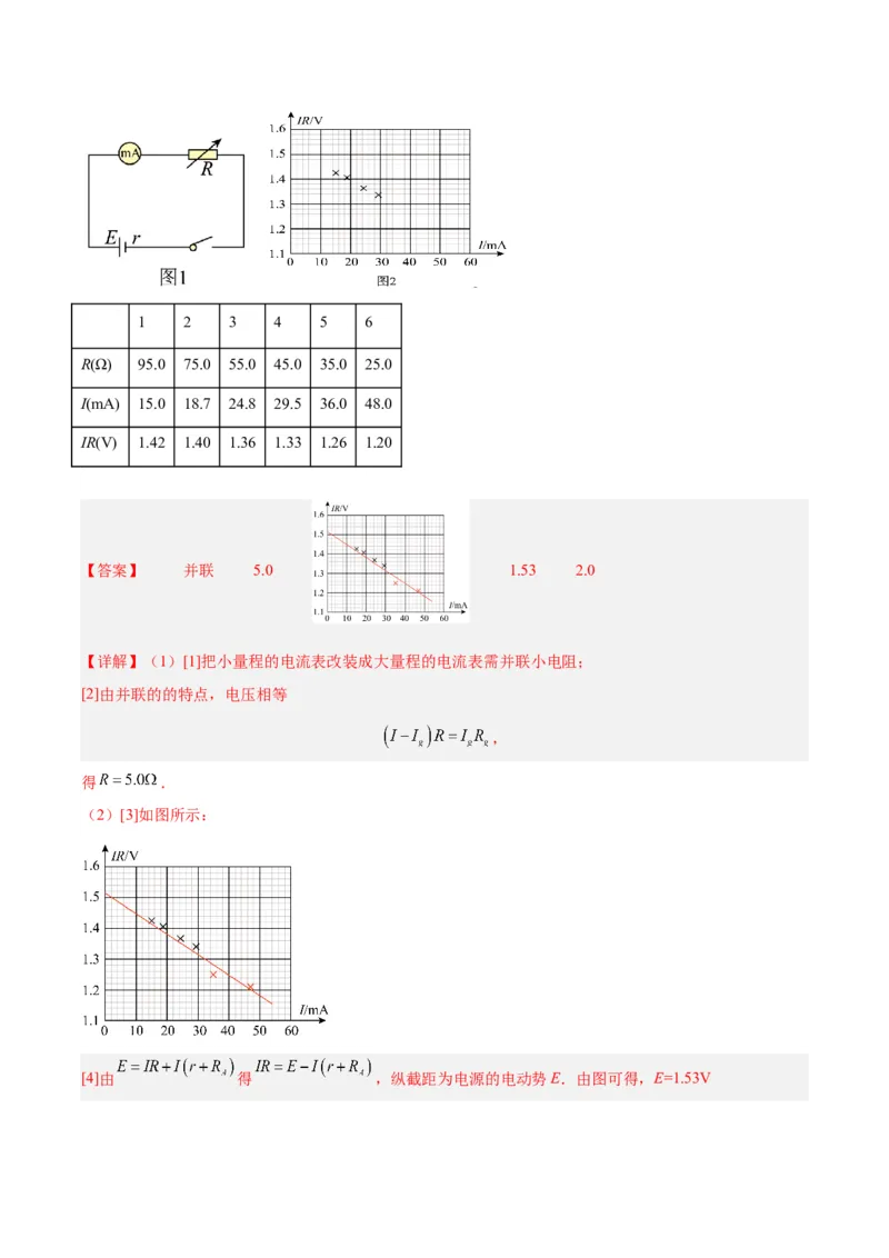 专题79实验十：测量电动势和内电阻（解析卷）-十年（2014-2023）高考物理真题分项汇编（全国通用）_近10年高考真题汇编（必刷）_十年（2014-2024）高考物理真题分项汇编（全国通用）