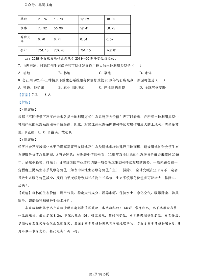 安徽省部分学校2023-2024学年高三上学期摸底大联考地理试题（解析版）_2023年8月_01每日更新_31号_2024届安徽省部分学校高三上学期摸底大联考