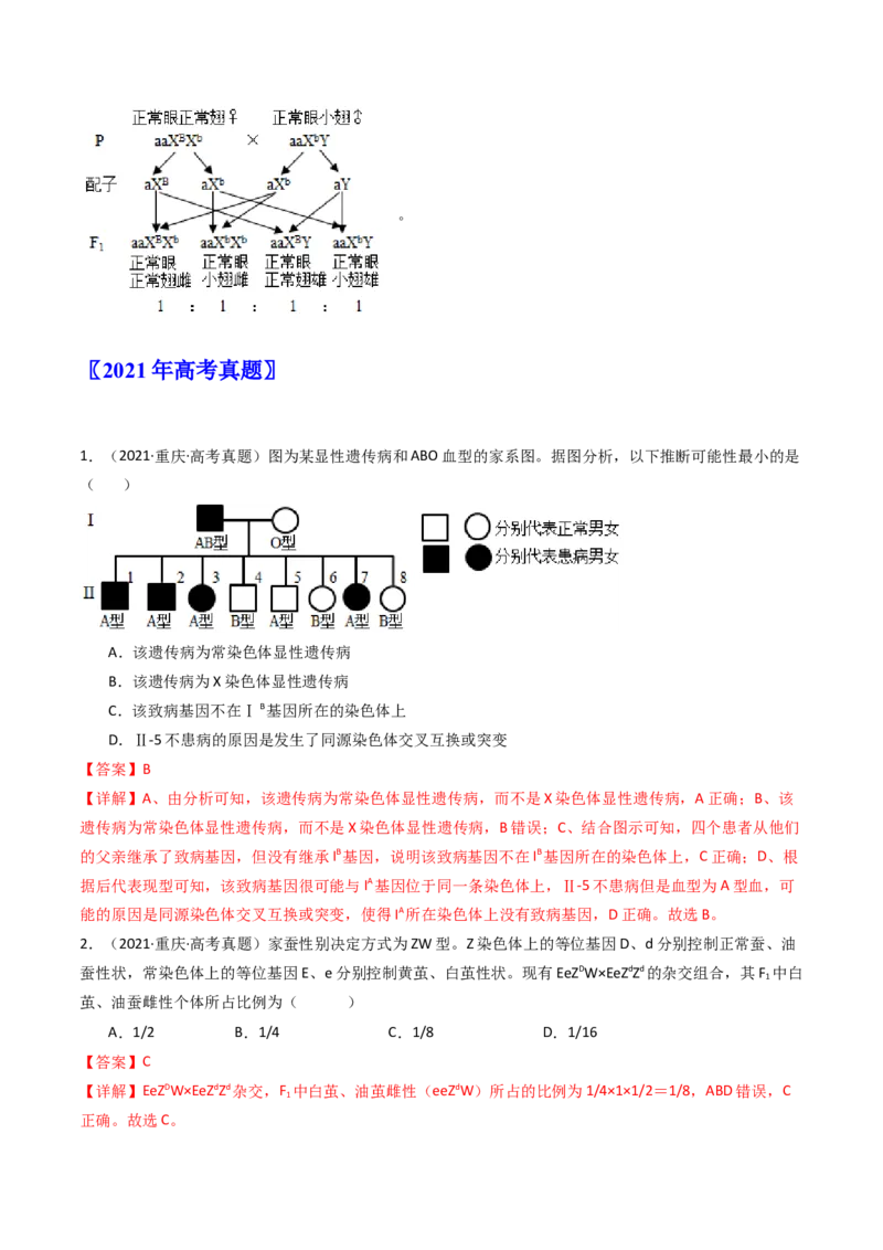 专题13伴性遗传和人类遗传病（解析卷）_近10年高考真题汇编（必刷）_十年（2014-2024）高考生物真题分项汇编（全国通用）_十年（2014-2023）高考生物真题分项汇编（全国通用）