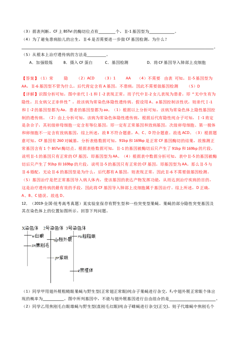 专题13伴性遗传和人类遗传病（解析卷）_近10年高考真题汇编（必刷）_十年（2014-2024）高考生物真题分项汇编（全国通用）_十年（2014-2023）高考生物真题分项汇编（全国通用）