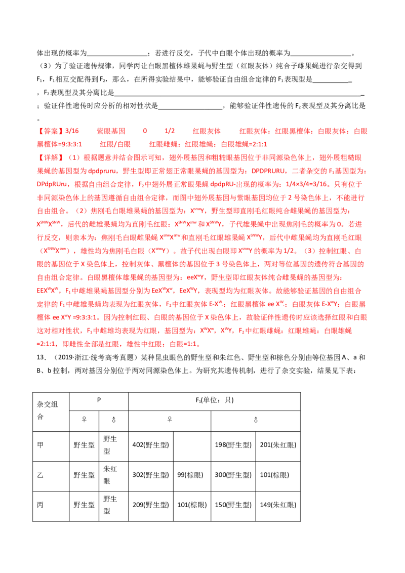 专题13伴性遗传和人类遗传病（解析卷）_近10年高考真题汇编（必刷）_十年（2014-2024）高考生物真题分项汇编（全国通用）_十年（2014-2023）高考生物真题分项汇编（全国通用）
