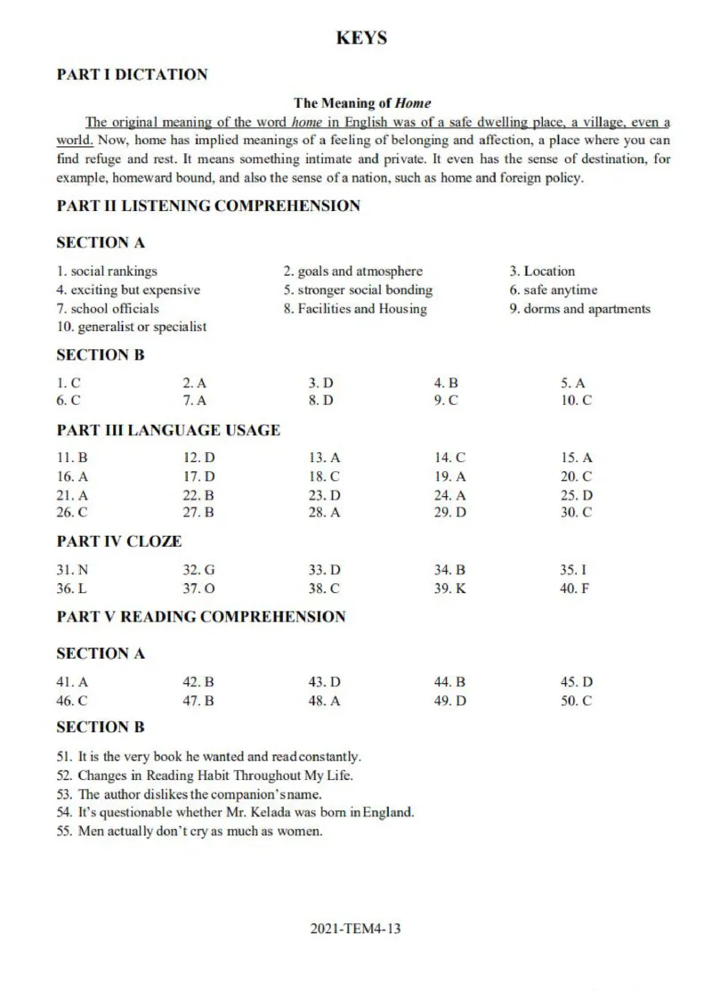 2021年6月专四答案解析_2025专四专八真题及备考资料_2009-2024专四真题+备考资料_历年2009-2023专四真题及答案PDF_专四答案解析