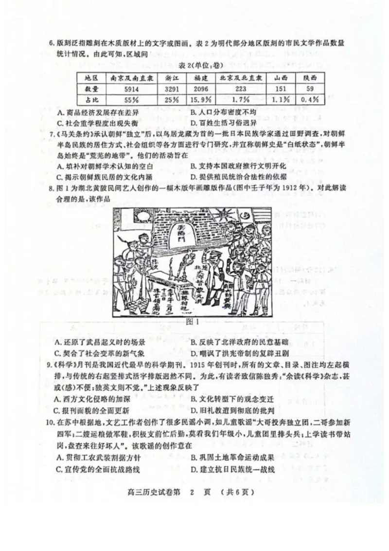 历史试卷江苏省南京市、盐城市2025-2026学年高三上学期期末调研测试(1)_2026年1月_260122江苏省盐城市、南京市2025-2026学年高三上学期期末调研测试（南京盐城一模）（全科）