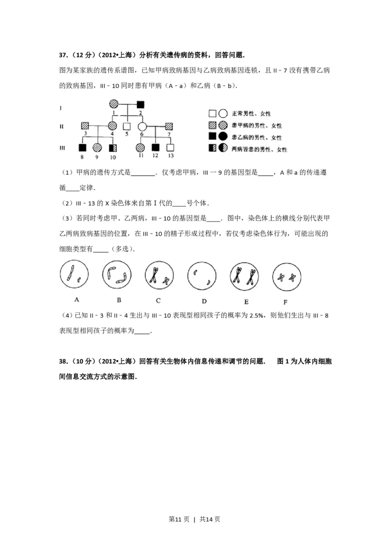 2012年高考生物试卷（上海）（空白卷）_生物历年高考真题_新&middot;PDF版2008-2025&middot;高考生物真题_生物（按试卷类型分类）2008-2025_自主命题卷&middot;生物（2008-2025）_上海自主命题&middot;生物（2008-2022）