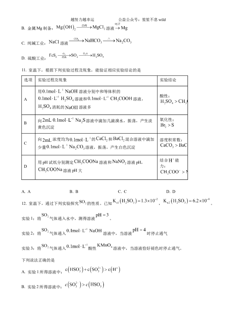 精品解析：2024年高考真题江苏卷化学试题（原卷版）_高考真题全网收集_化学_2024年新高考江苏卷化学高考真题解析（参考版）