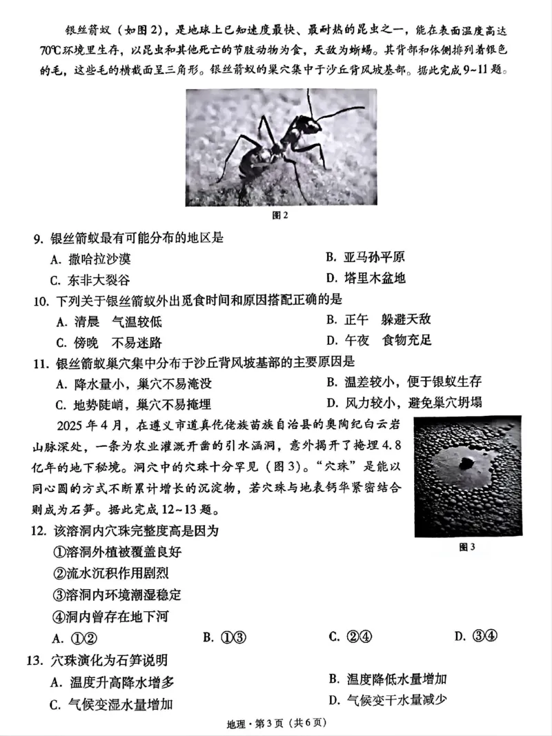 贵州省贵阳第一中学2025届高考适应性月考卷（八）地理_2025年5月_250529贵州省贵阳第一中学2025届高考适应性月考卷（八）（全科）