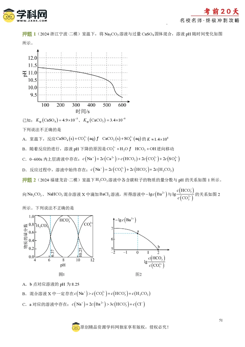 化学（二）-2024年高考考前20天终极冲刺攻略_2024高考押题卷_62024学科网全系列_20学科网高考考前终极攻略_化学-2024年高考考前20天终极冲刺攻略