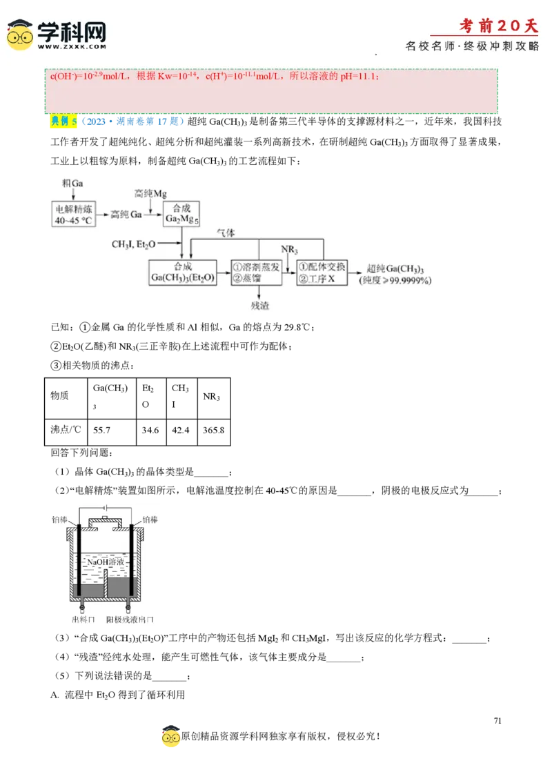 化学（二）-2024年高考考前20天终极冲刺攻略_2024高考押题卷_62024学科网全系列_20学科网高考考前终极攻略_化学-2024年高考考前20天终极冲刺攻略