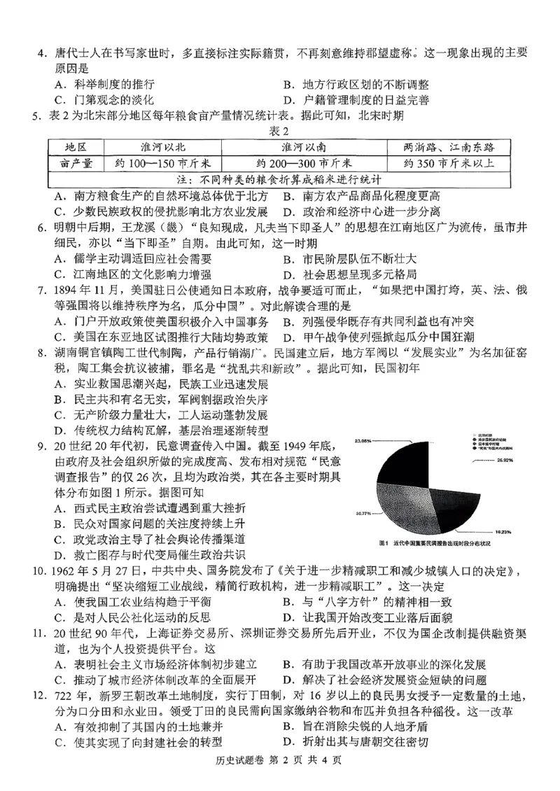 历史试卷-株洲市2026届高三年级教学质量统一检测(1)_2026年1月_260124湖南省株洲市2025-2026学年高三上学期一模（湖南株洲一模）（全科）