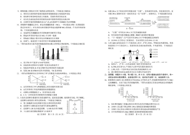 生物试卷-2026年沈阳市高中三年级教学质量监测(一)(1)_2026年1月_260115辽宁省沈阳市2026届高三教学质量检测（一）（沈阳一模）（全科）