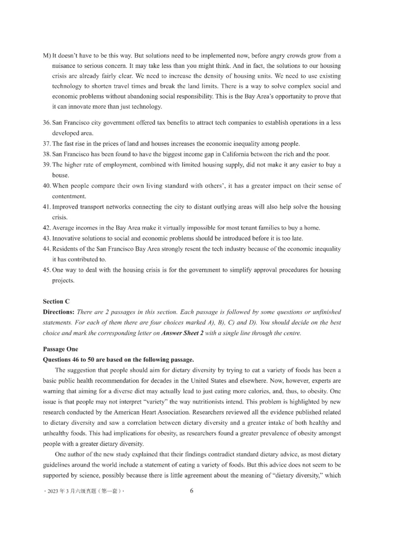 2023年03月六级真题全3套可复制可划线查词_英语四六级整合_英语四六级真题版本二此版为主此文件夹会持续更新_六级真题_1.六级真题+答案解析+听力音频_2023年03月CET6