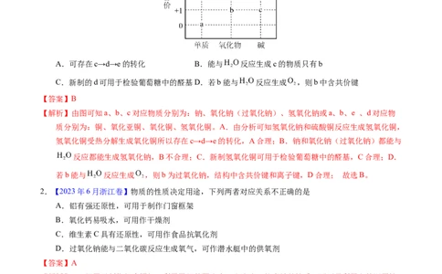 专题18钠及其化合物（解析卷）_近10年高考真题汇编（必刷）_十年（2014-2024）高考化学真题分项汇编（全国通用）_十年（2014-2023）高考化学真题分项汇编（全国通用）
