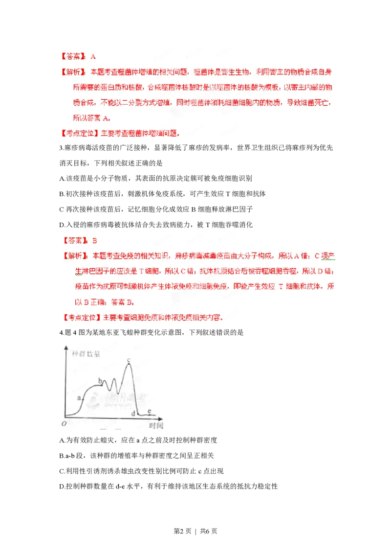 2012年高考生物试卷（重庆）（解析卷）_生物历年高考真题_新&middot;PDF版2008-2025&middot;高考生物真题_生物（按年份分类）2008-2025_2012&middot;高考生物真题