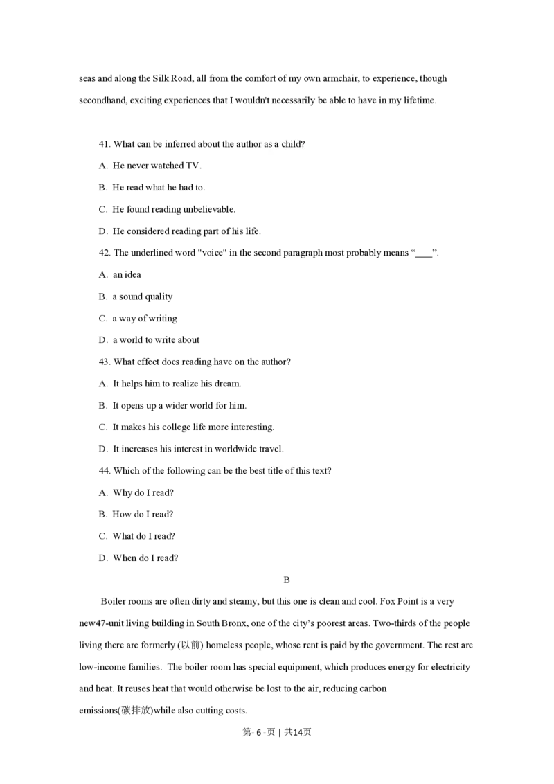 2010年高考英语试卷（四川）（空白卷）_英语历年高考真题_新&middot;PDF版2008-2025&middot;高考英语真题_英语（按年份分类）2008-2025_2010&middot;高考英语真题