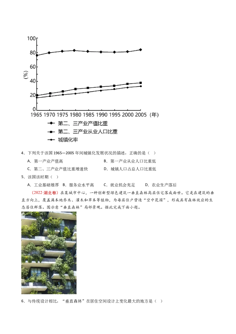 专题10城市和乡村-十年（2014-2023）高考地理真题分项汇编（学生卷）_近10年高考真题汇编（必刷）_十年（2014-2024）高考地理真题分项汇编（全国通用）