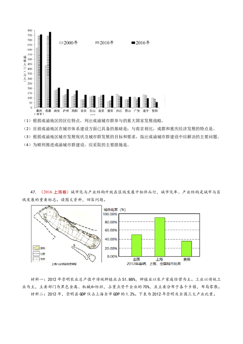 专题10城市和乡村-十年（2014-2023）高考地理真题分项汇编（学生卷）_近10年高考真题汇编（必刷）_十年（2014-2024）高考地理真题分项汇编（全国通用）