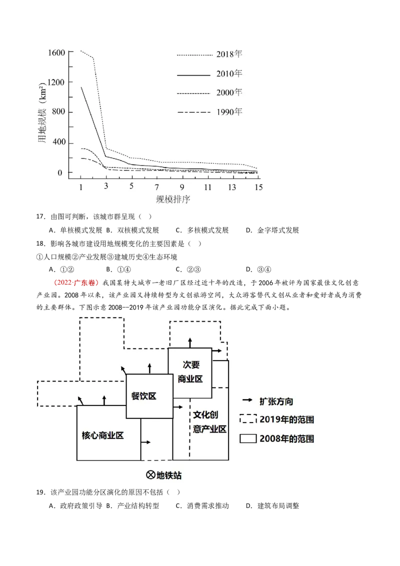 专题10城市和乡村-十年（2014-2023）高考地理真题分项汇编（学生卷）_近10年高考真题汇编（必刷）_十年（2014-2024）高考地理真题分项汇编（全国通用）
