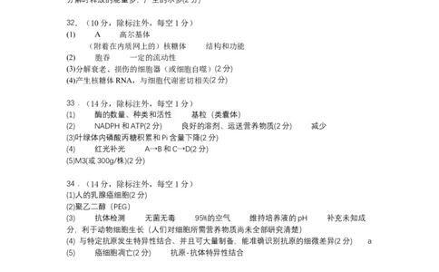 哈尔滨师范大学附属中学高三开学考试生物试题答案_2023年8月_01每日更新_26号_2024届黑龙江省哈尔滨师范大学附属中学高三上学期开学考试_答案