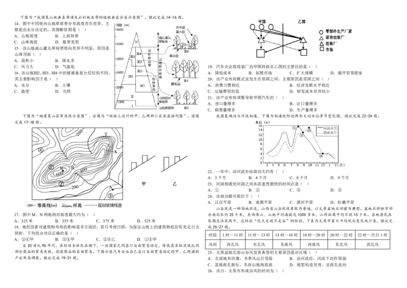 吉林省长春外国语学校2023-2024学年高三上学期9月月考试题地理(1)_2023年10月_01每日更新_6号_2024届吉林省长春外国语学校高三上学期9月月考试题