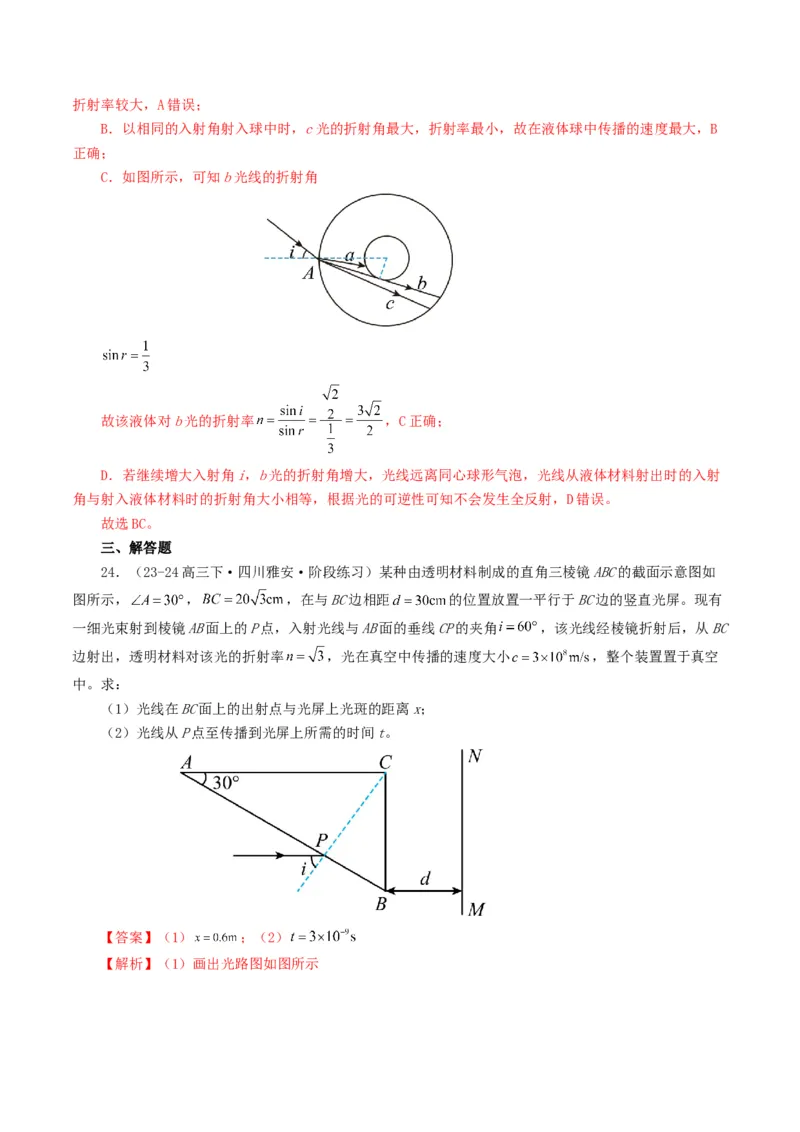 专题14光学-2024年高考真题和模拟题物理分类汇编（教师卷）_近10年高考真题汇编（必刷）_十年（2014-2024）高考物理真题分项汇编（全国通用）