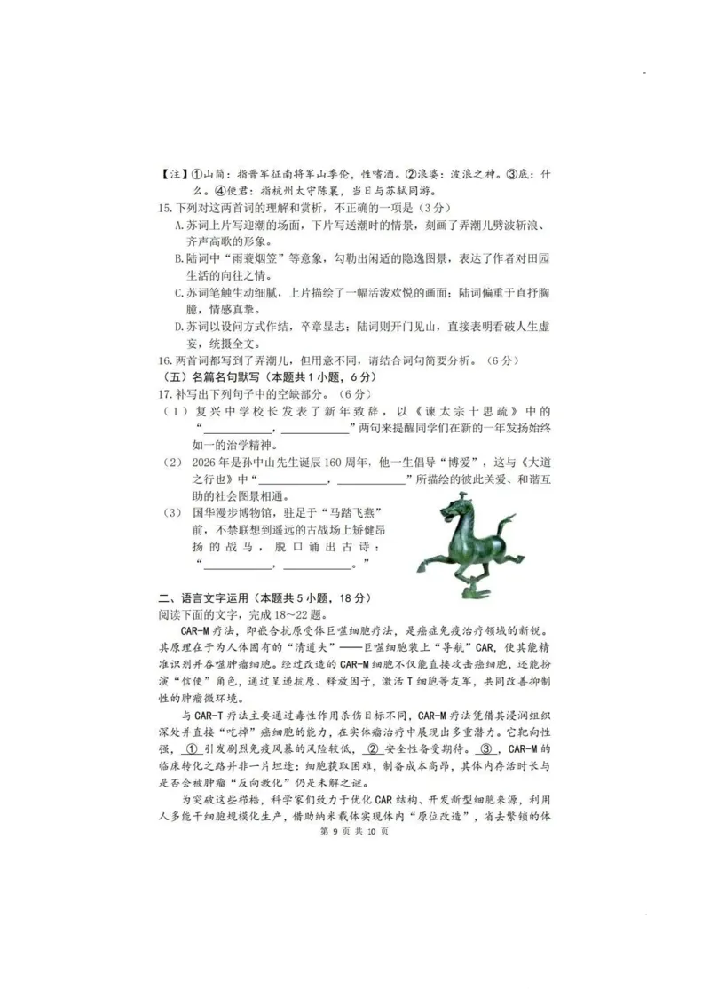 语文试题(1)_2026年1月_260115辽宁省沈阳市2026届高三教学质量检测（一）（沈阳一模）（全科）_辽宁省沈阳市2025-2026学年高三教学质量监测（一）语文试题含答案