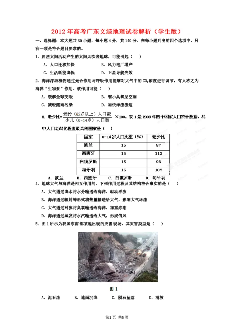 2012年高考地理试卷（广东）（空白卷）_地理历年高考真题_新&middot;PDF版2008-2025&middot;高考地理真题_地理（按省份分类）2008-2025_2008-2025&middot;（广东）地理高考真题