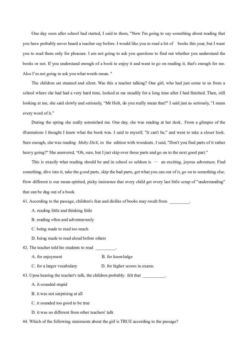 专题13阅读理解记叙文（学生卷）--学易金卷：十年（2014-2023）高考真题英语分项汇编（全国通用）_近10年高考真题汇编（必刷）_十年（2014-2024）高考英语真题分类汇编（全国通用）