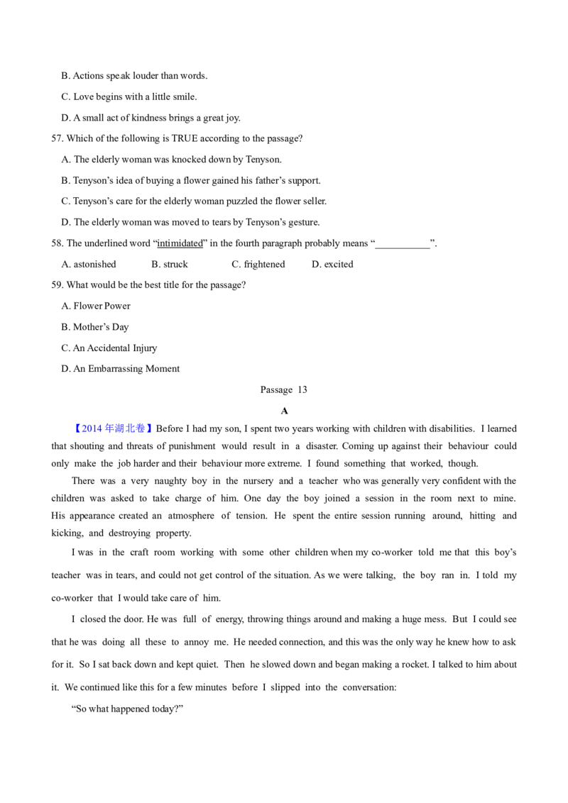专题13阅读理解记叙文（学生卷）--学易金卷：十年（2014-2023）高考真题英语分项汇编（全国通用）_近10年高考真题汇编（必刷）_十年（2014-2024）高考英语真题分类汇编（全国通用）