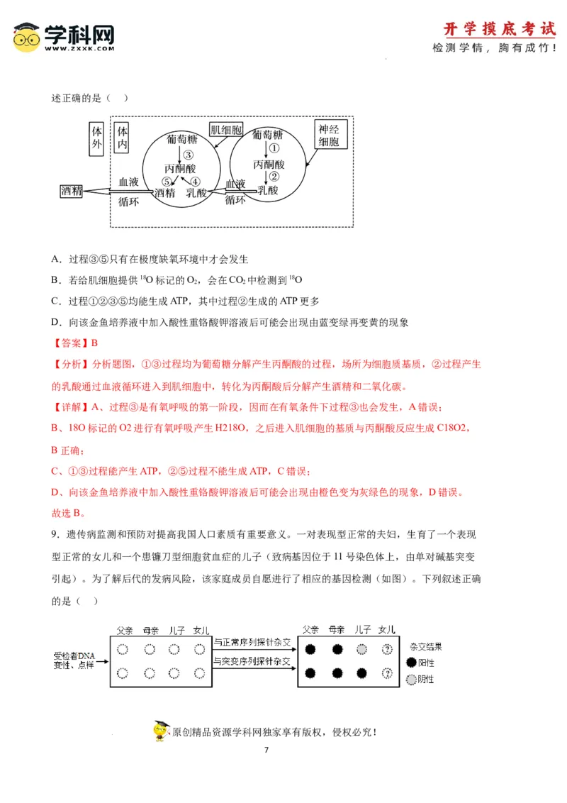 生物（天津卷）（全解全析）_2024届新高三开学摸底考试卷_生物-2024届新高三开学摸底考试卷_生物-2024届新高三开学摸底考试卷（天津卷）