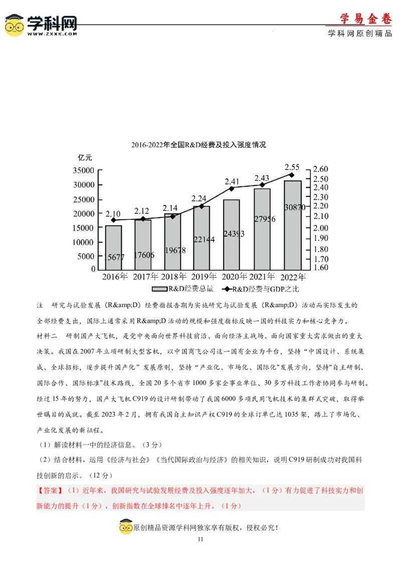 政治（山东卷）（全解全析）_2023高考押题卷_学易金卷-2023学科网押题卷（各科各版本）_2023学科网押题卷-学易金卷-政治