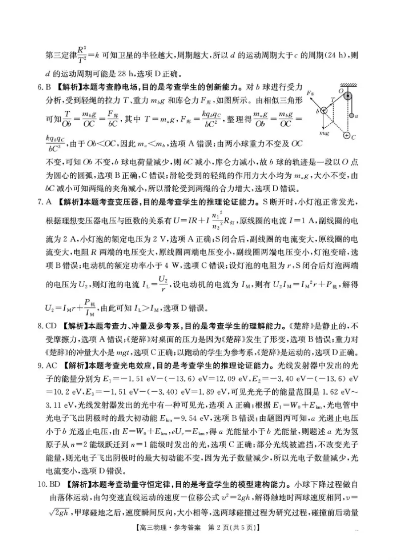 湖南省2026届高三上学期1月期末联考物理答案(1)_2026年1月_260129金太阳&middot;湖南省2026届高三上学期1月期末联考（全科）