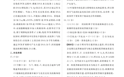 陕晋青宁衡水金卷2026届高三上学期12月阶段性自测生物答案(1)_2026年1月_260104陕晋青宁衡水金卷2026届高三上学期12月阶段性自测（全科）