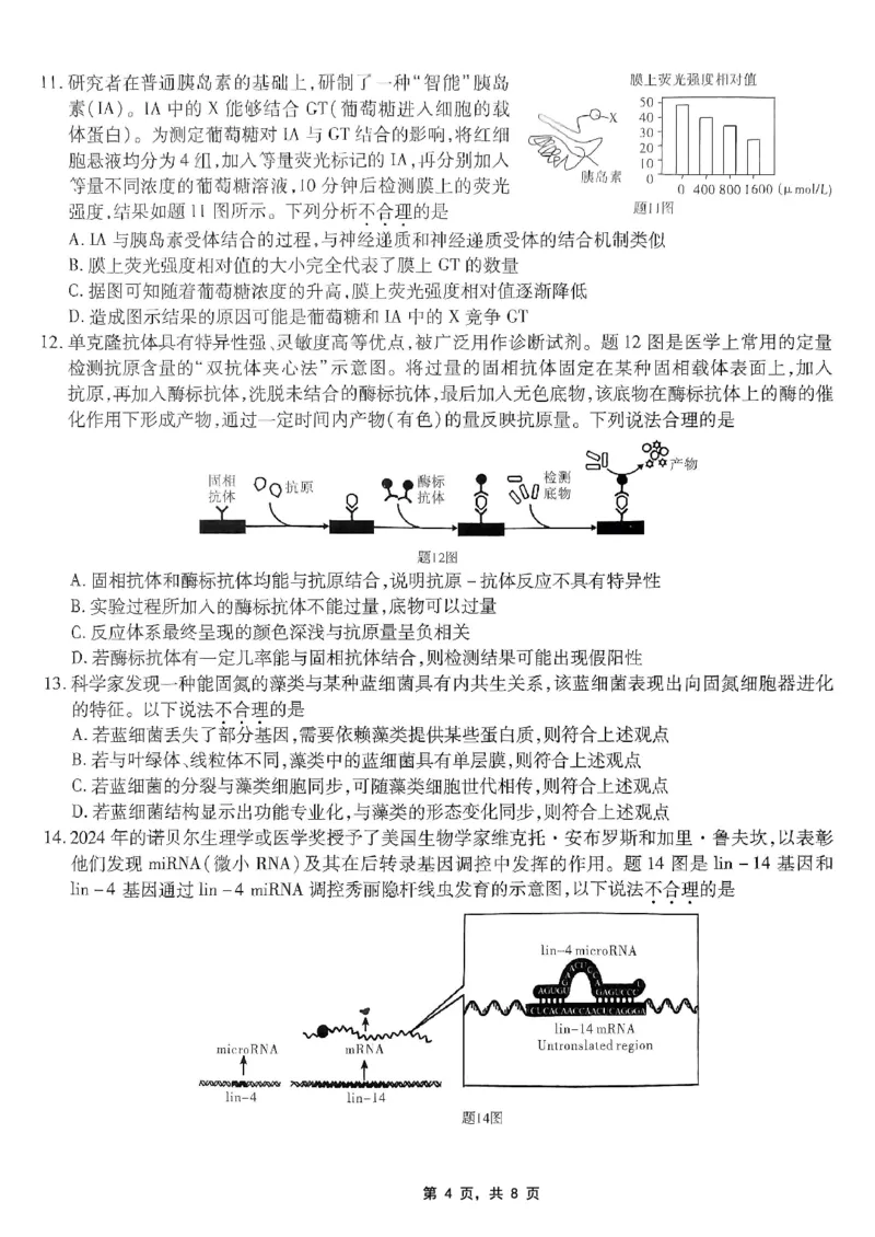 重庆市南开中学高2025届高三第八次质量检测生物_2025年5月_250510重庆市南开中学高2025届高三第八次质量检测（全科）_重庆市南开中学高2025届高三第八次质量检测生物