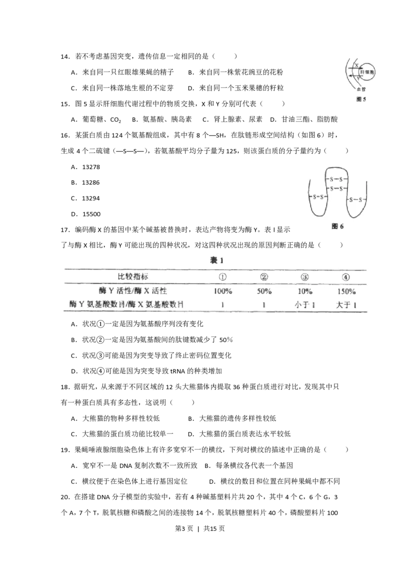 2013年高考生物试卷（上海）（空白卷）_生物历年高考真题_新&middot;PDF版2008-2025&middot;高考生物真题_生物（按年份分类）2008-2025_2013&middot;高考生物真题