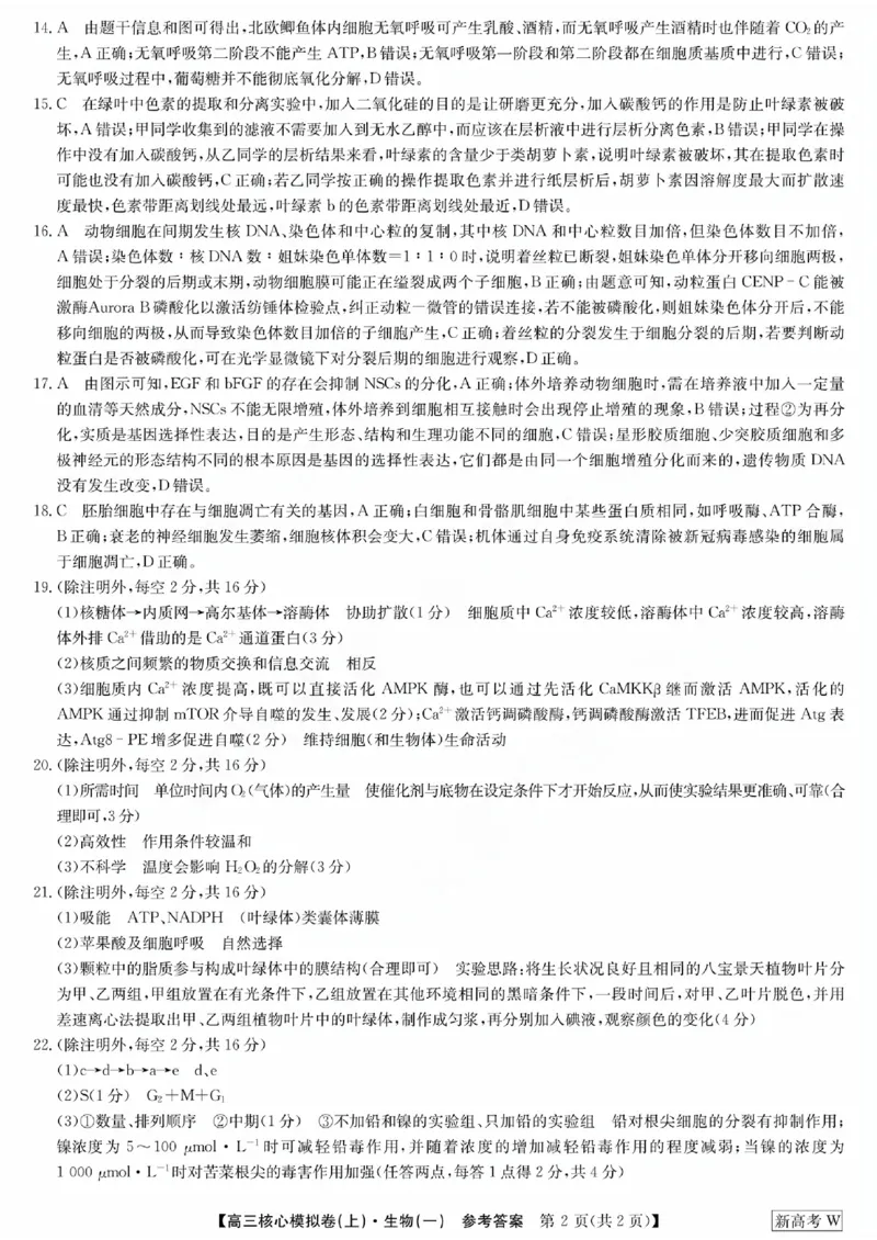 2024河南省部分名校高三核心模拟（一）生物答案_2023年9月_01每日更新_19号_2024九师联盟（河南省名校）高三上学期核心模拟（一）