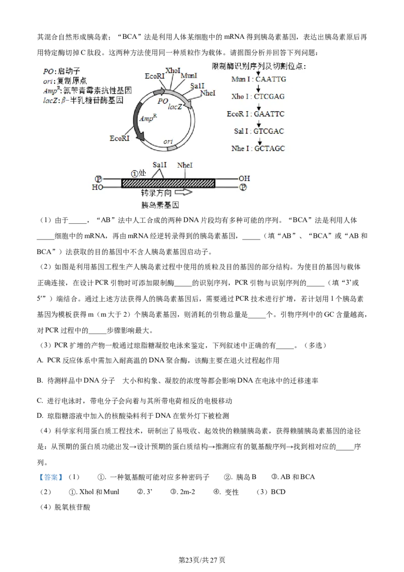 天津市耀华中学2023-2024学年高三上学期第一次月考生物试题（解析版）(1)_2023年10月_0210月合集_2024届天津市耀华中学高三上学期10月月考_天津市耀华中学2024届高三上学期10月月考生物