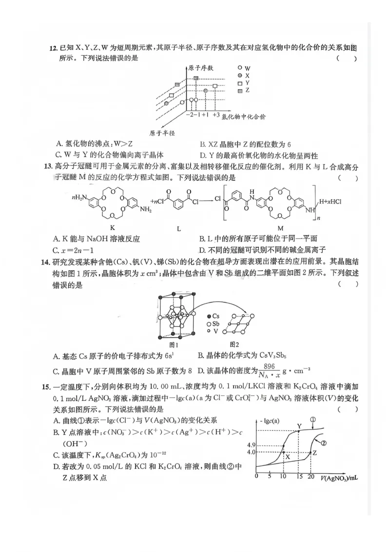 巴中市普通高中2023级&ldquo;一诊&rdquo;模拟考试化学(1)_2026年1月_260118四川省巴中市普通高中2023级&ldquo;一诊&rdquo;模拟考试（全科）