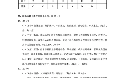 重庆市第八中学2025届高三5月适应性月考卷（七）历史答案_2025年5月_250515重庆市第八中学2025届高三5月适应性月考卷（七）（全科）