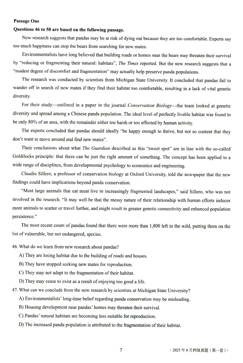 2025.06四级真题第1套_英语四六级整合_英语四六级真题版本二此版为主此文件夹会持续更新_四级真题_1.四级真题+答案解析+听力音频(1989-2025)_32025年6月（真题＋答案）