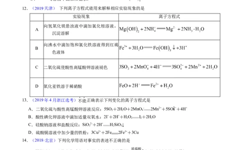 专题14离子方程式正误判断B（原卷卷）_近10年高考真题汇编（必刷）_十年（2014-2024）高考化学真题分项汇编（全国通用）_十年（2014-2023）高考化学真题分项汇编（全国通用）